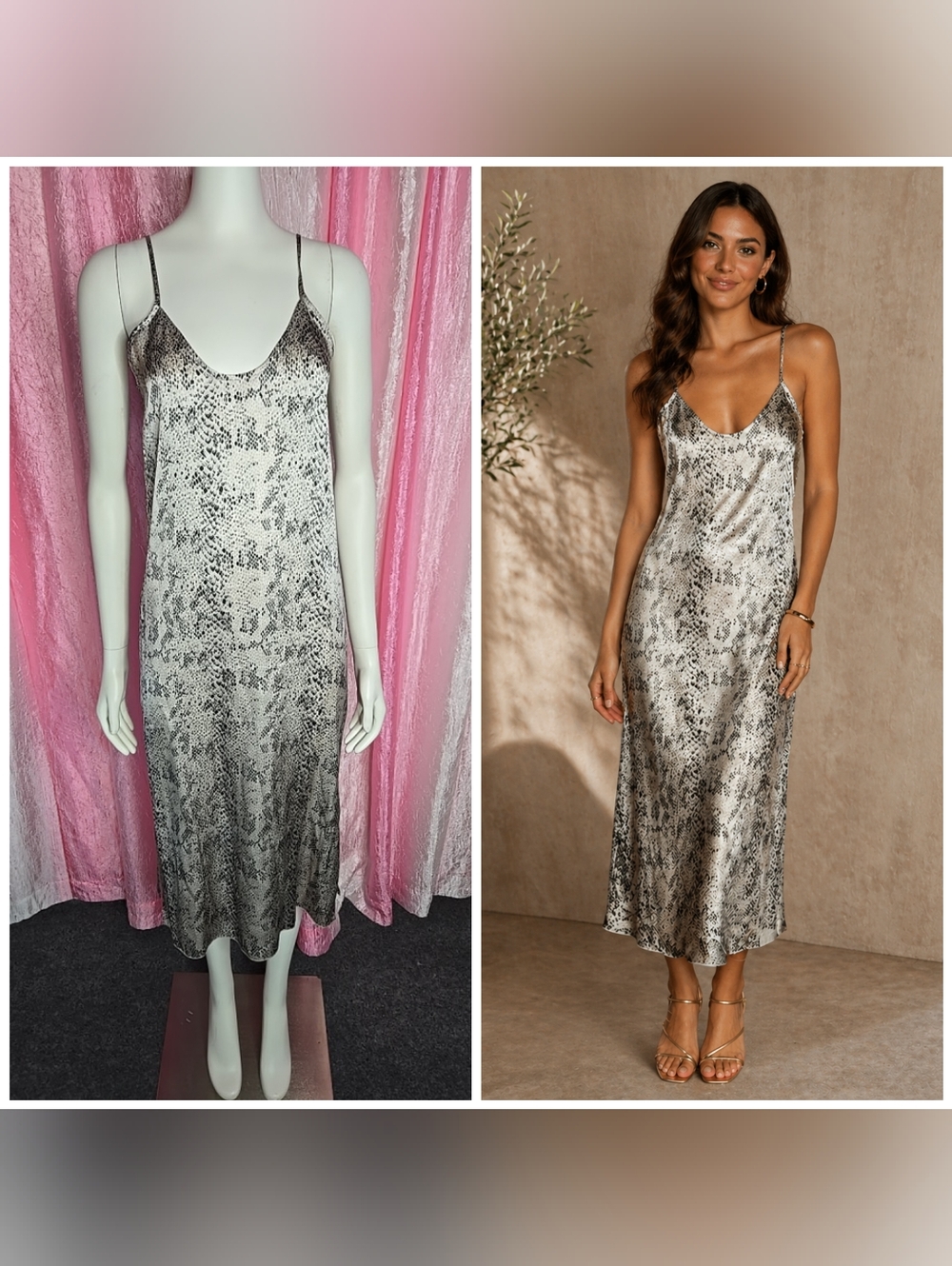ATM Anthony Thomas Melillo Snake Print Silk Slip Dress Size XS